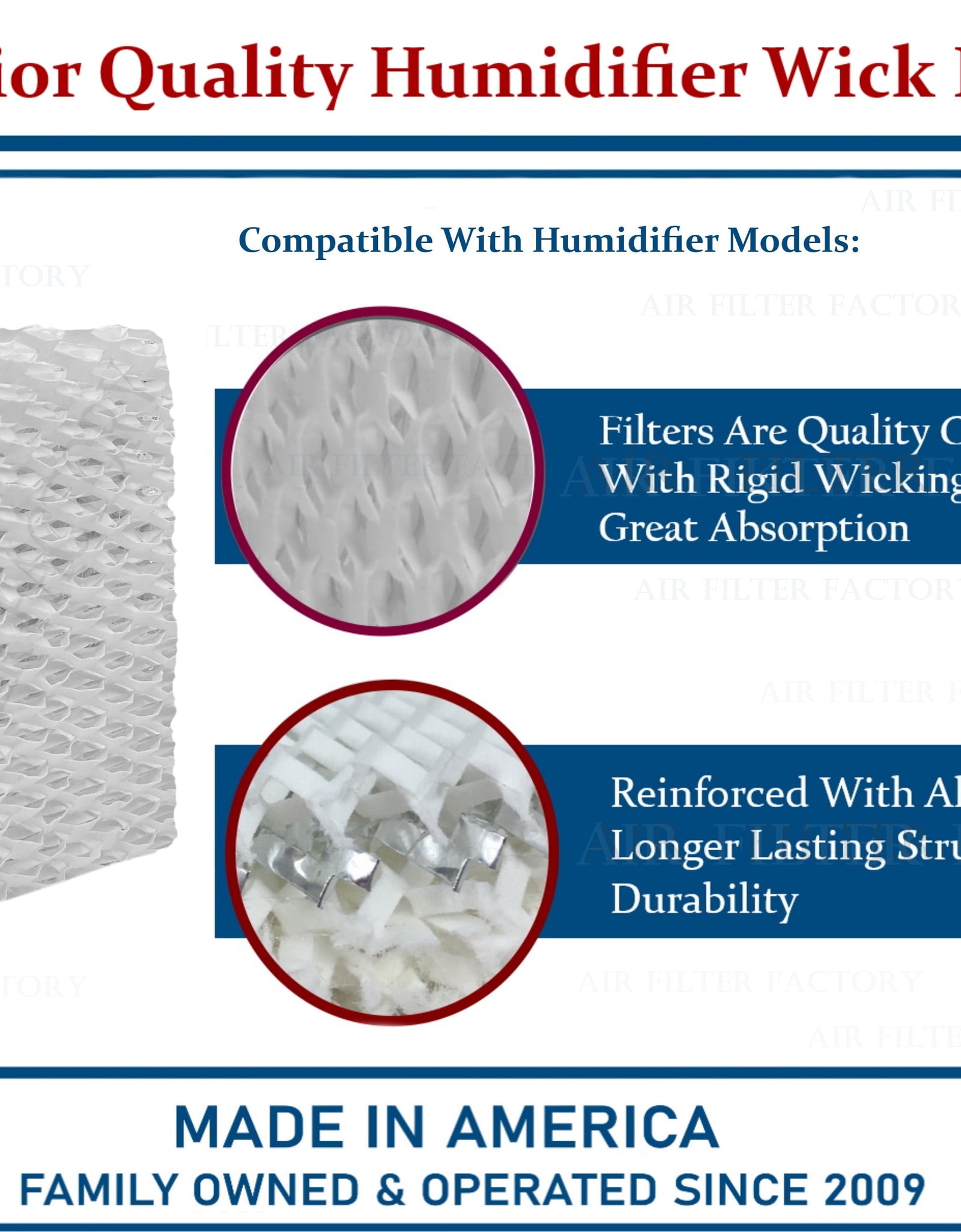 Replacement for D13C Humidifier Wick Filter 2-Pack