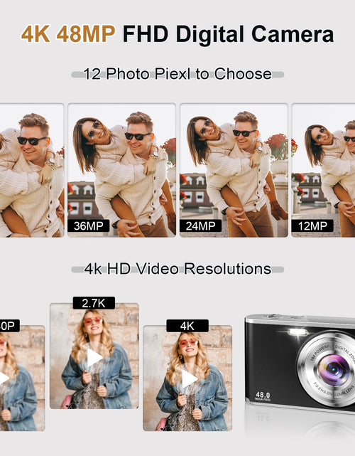 Load image into Gallery viewer, 4K Digital Camera 48MP Autofocus Vlog Video Dual Cameras for Youtube with 32GB Card,Black,New
